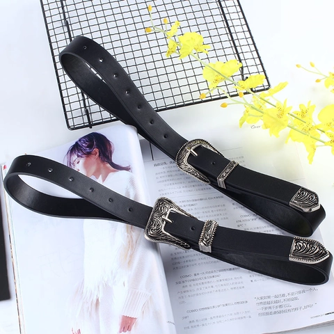 Damen Vintage Western Gürtel PU Leder Legierung Gravierte Dornschließe Hüftgürtel Boho Dekorativer Gürtel Für Kleider Jeans