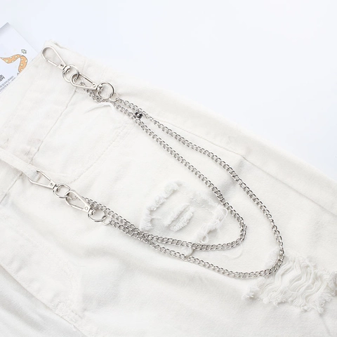 Punk Hip Hop Metal Pant Chain Wallet Chain For Men Women Silver Color Multi-layer Belt Waist Chain Jewelry Accessories