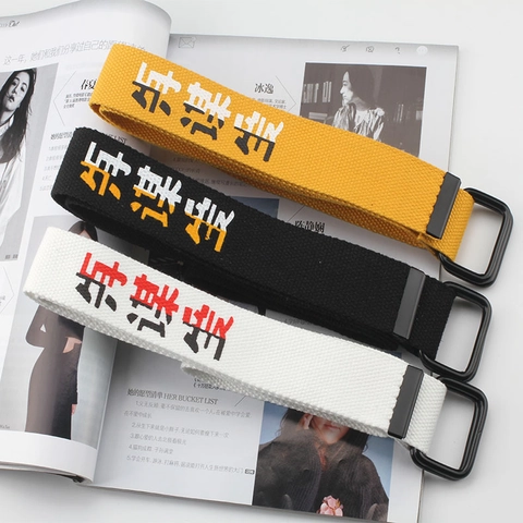 Unisex Casual Segeltuch Gürtel Doppel-D-Ring Schnalle Hip Hop Streetwear Bedruckt Stoff Gurtband Bund Mode Accessoire Für Damen Herren