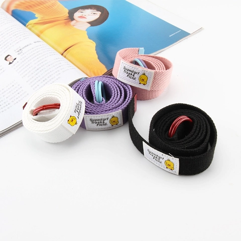 Verstellbarer Nylon Gewebter Canvas Gürtel Für Kinder Studenten Doppel-D-Ring Schnalle Cartoon Ente Patch Lässiger Kontrastfarbe Gürtel