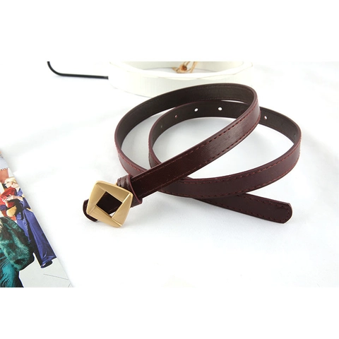 Cintura Sottile in Pelle PU da Donna Con Fibbia in Metallo a Rombo Dorata Cintura Corsetto Decorativa per Abiti Cappotti