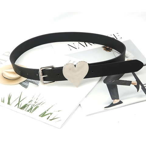 Women Retro Heart Buckle Fashion Waist Belt Synthetic Leather Alloy Buckle Dress Suit Accessories Ladies Trendy Waistband