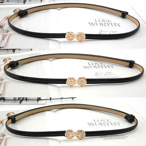 Cintura Sottile da Donna in Pelle PU Vintage Regolabile Chiusura a Gancio Rilievo Floreale Ritratto Decorativa per Gonna