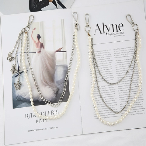 Catena da Vita con Farfalla e Perle Artificiali Donna Catena Multistrato per Pantaloni Accessorio Decorativo per Gonne JK