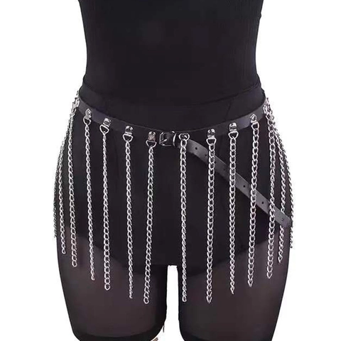 Catena in Vita con Nappa in Pelle Sintetica Punk da Donna Cintura Decorativa a Catena in Metallo Multistrato Gothic per Club Party Streetwear
