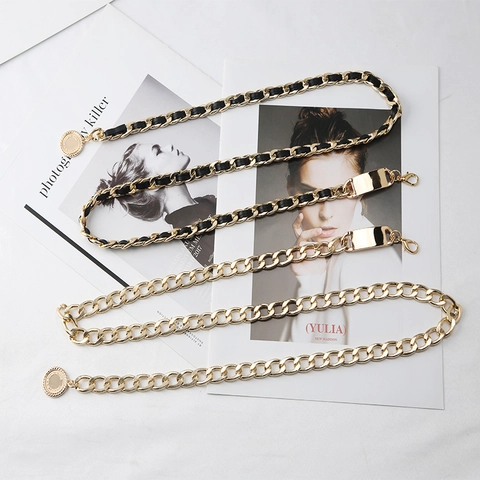 Cintura a Catena in Metallo Vintage per Donna Elegante Catena da Vita Intrecciata Ciondolo a Moneta Cintura Decorativa Accessorio Moda per Abiti
