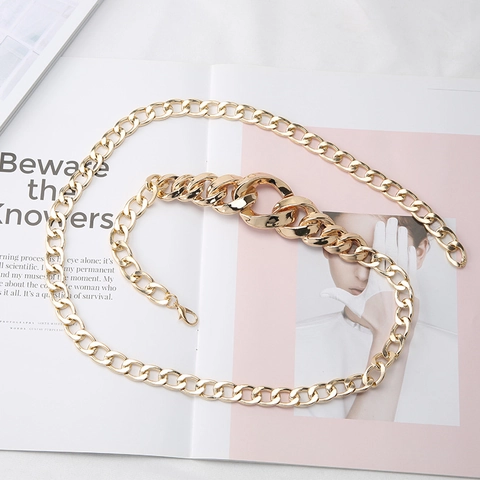 Cintura a Catena in Metallo Grossa da Donna Regolabile Oro Lucido Catena in Vita per Abiti Completi Gioielli Decorativi