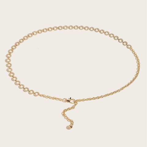 Lussuosa Cintura a Catena in Vita in Metallo Con Strass Per Donna Anelli Circolari Decorativa Sottile Per Abito Matrimonio Festa