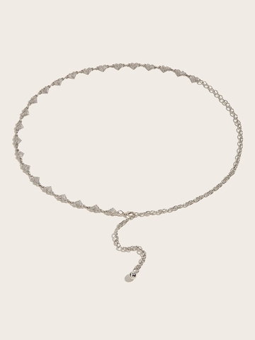 Catena in Vita da Donna Elegante con Strass a Cuore Cintura in Metallo Tonalità Argento Sottile Regolabile Accessorio per Abiti