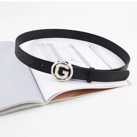 Damen Mode Kunstleder Gürtel Minimalistische Runde G Buchstaben Schnalle Lässige Jeans Dekorative Gürtel Für Den Täglichen Weg