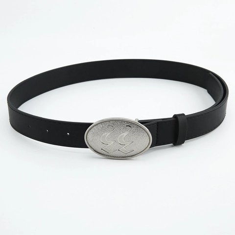 Women Fashion Faux Leather Belt With Oval Silver Metal Snap Buckle Simple All-match Waistband For Jeans Dress Casual Belt