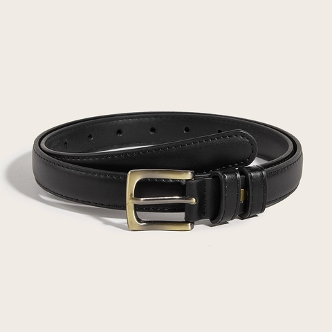 Ceinture Femme Vintage en Cuir PU Mince Style Coréen Boucle à Ardillon en Bronze Brossé pour Jeans Pantalons Accessoires de Mode Décoratifs