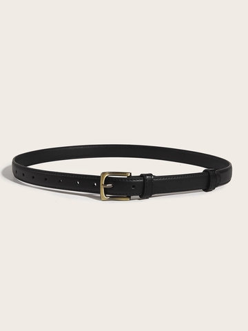 Ceinture Femme Vintage en Cuir PU Mince Style Coréen Boucle à Ardillon en Bronze Brossé pour Jeans Pantalons Accessoires de Mode Décoratifs