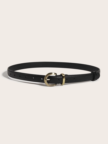 Women PU Leather Belt Vintage Antique Bronze Pin Buckle Retro Skinny Waistband For Jeans Dress