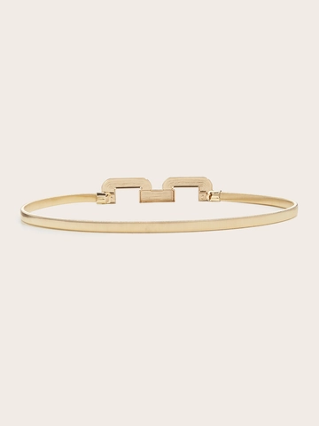 Ceinture Femme Mode Minimaliste Métal Doré à Ressort Chaîne de Taille Élastique Avec Boucle Rectangulaire Pour Robes Pulls