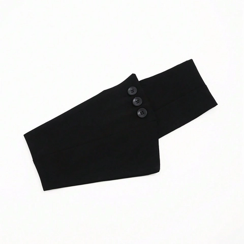 Women Fashion Black Corset Belt Asymmetrical Triple Button Decorated Wide Waist Cinch Belt For Suits Shirts Dresses
