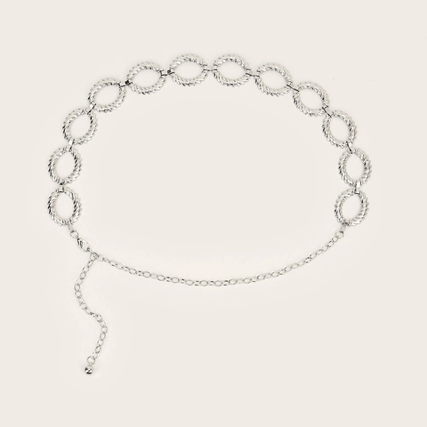 Cinturón de Cadena de Cintura de Metal Vintage para Mujer Textura Retorcida Eslabón Ovalado Oro Plata Ajustable Joyería