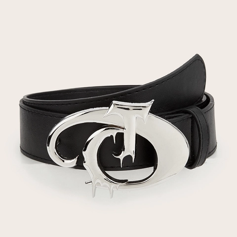 Cinturón de Cuero Sintético Street Fashion para Mujer Con Hebilla de Diseño de Fusión Plateada Gothic Punk para Jeans