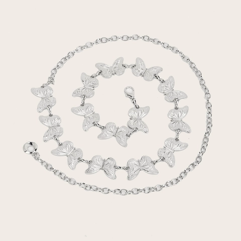 Cintura a Catena in Metallo con Farfalla Vintage da Donna Cintura a Maglie Regolabile per Abiti Accessori Moda Gioielli