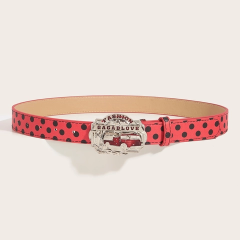 Cintura da Donna Y2K Retro a Pois in Pelle Sintetica Con Fibbia in Lega a Rilievo per Auto Cintura Decorativa alla Moda per Jeans