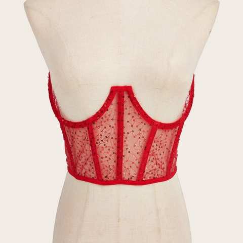 Damen Pailletten Schnürkorsett Gürtel Mesh Fischgrätenstütze Wespentaille Schlankheits Body Shaper Mode Bund Party Zubehör