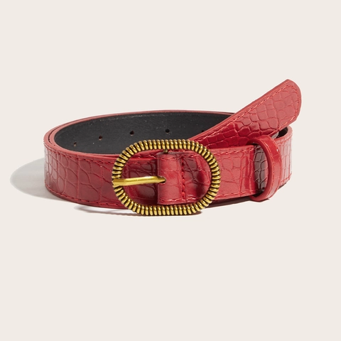 Cintura Retro Y2K Donna in Ecopelle con Motivo Coccodrillo Fibbia in Lega Oro Antico Stile Etnico per Jeans Vestito