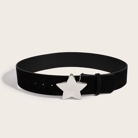 Vintage Gewebe Breiter Gürtel Für Damen Punk Stern Metallschnalle Wespentaille Dekorativer Gurt Retro Western Zubehör