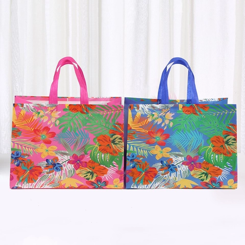 Grandes Bolsas de Regalo de Material Compuesto Laminado Estampado Floral Tropical Impermeable Bolsas de Compras Reutilizables