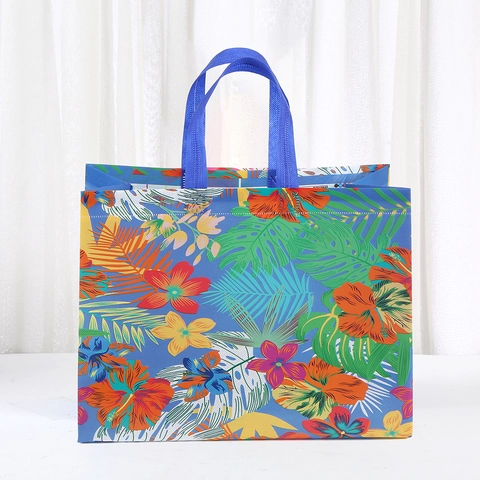 Grandes Bolsas de Regalo de Material Compuesto Laminado Estampado Floral Tropical Impermeable Bolsas de Compras Reutilizables
