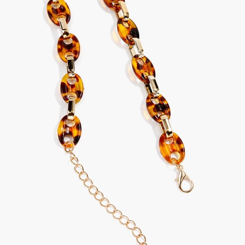 Cintura a Catena Vintage Leopardata in Acrilico Tartarugato da Donna Catena per il Corpo in Metallo Oro Regolabile