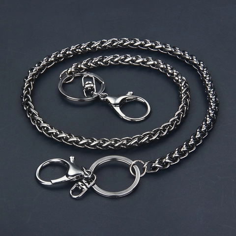 Punk Dicke Metallkette Hosenkette Für Männer Hip Hop Geflochtene Taillenkette Für Jeans Silber Schwarz Brieftasche Schlüsselring Schmuck