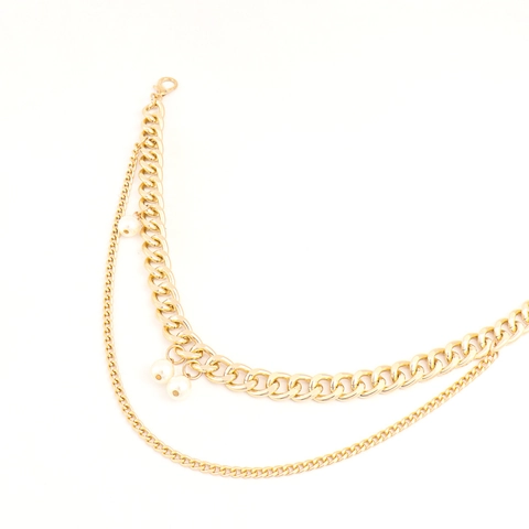 Elegante Catena a Vita Multistrato in Metallo Dorato da Donna Con Nappa di Perle Artificiali Gioielli a Catena Regolabile per Abiti