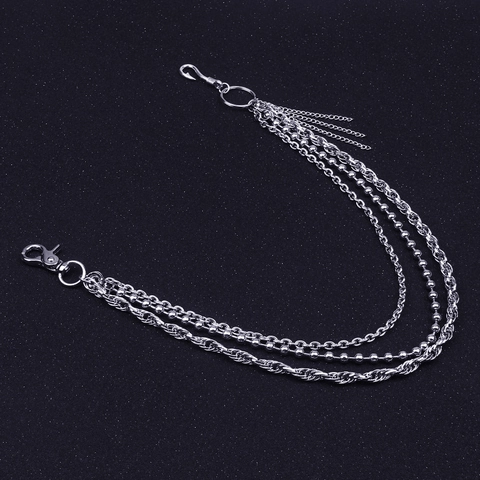 Punk Hip Hop Multi Layer Metal Pants Chain For Jeans Silver Tassel Waist Chain Streetwear Gothic Belt Accessory Jewelry