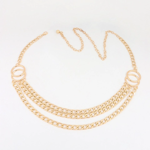 Women Fashion Multi Layer Metal Waist Chain Adjustable Alloy Link Belt For Jeans Dress Body Jewelry Accessories Gift