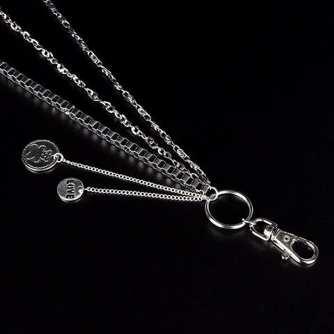 Punk Multi-Layer Metal Pants Chain For Men Women Silver Streetwear Waist Chain With Bear LOVE Charms Fashion Hip Hop Accessory