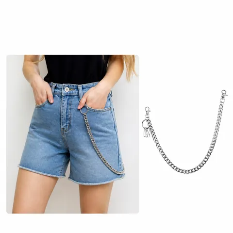 Punk Metal Pants Chain For Jeans Hip Hop Waist Belt Chain Streetwear Accessory Unisex Keychain Decor Wallet Chain Silver Color