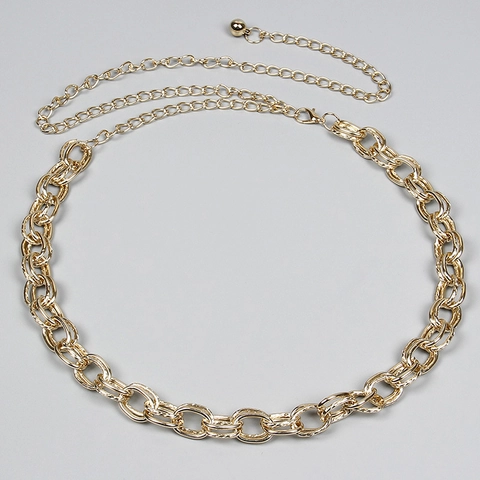Women Gold Minimalist Water Drop Double Layer Waist Chain Aluminum Alloy Adjustable Link Belt For Summer Dress Decoration