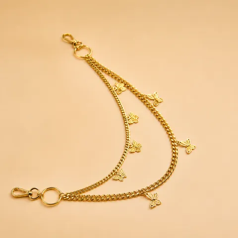 Double Layer Butterfly Waist Chain Belt For Women Gold Silver Hollow Bowknot Pendant Jeans Pants Accessory Fashion Jewelry