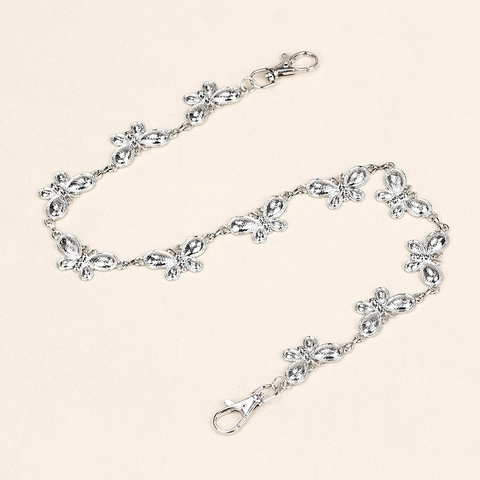 Punk Butterfly Metal Pants Chain Vintage Hip Hop Waist Chain Y2K Silver Alloy Link Streetwear Accessory For Women Men