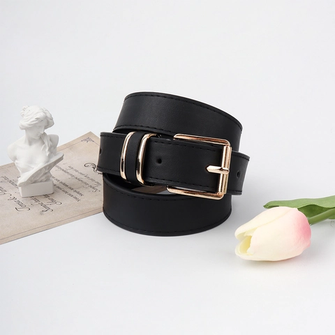 Women Fashion Simple PU Leather Belt Vintage Versatile Alloy Pin Buckle Waist Strap For Jeans Dress Student Casual Accessory