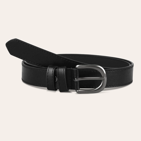 Cintura da Donna in Pelle Sintetica Retrò Minimalista con Fibbia ad Ardiglione in Lega Cinturino per Jeans Abiti Tinta Unita Moda