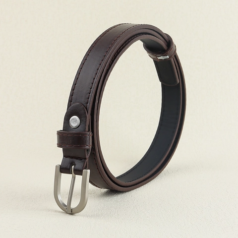 Women Fashion Thin Faux Leather Waist Belt With Alloy Pin Buckle Simple Adjustable Strap For Dresses Sweaters Accessory