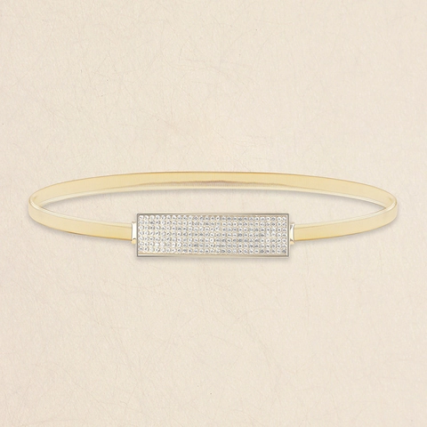 Cintura a Catena da Vita in Metallo Elastico Oro da Donna Con Fibbia Quadrata in Strass Accessorio per Abito Snellente Geometrico
