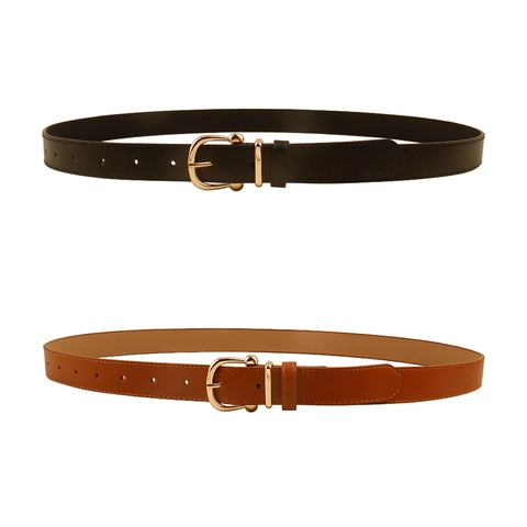 Cintura in Pelle PU alla Moda per Uomo Donna Minimalista con Fibbia ad Ardiglione in Metallo Cintura Versatile per Jeans e Pantaloni
