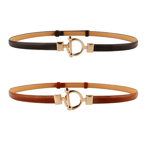 Damen Dünner Taillengürtel Verstellbarer PU Leder Skinny Gürtel Minimalistisch Dekorativer Gürtel Mit Metallschließe Für Kleider