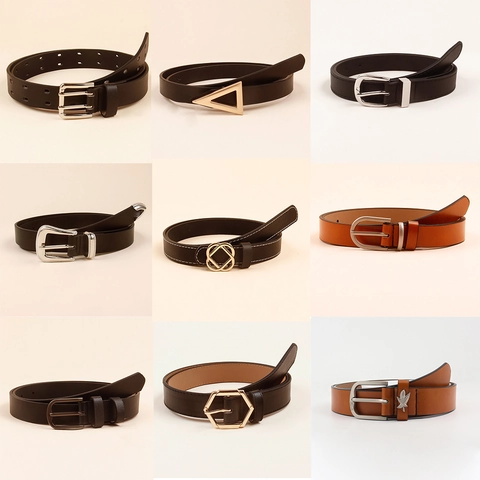 Cintura da Donna in Pelle PU Moda Cinturino in Vita Versatile Con Fibbia in Lega Geometrica Galvanica Accessorio Classico Per Donna Quotidiano