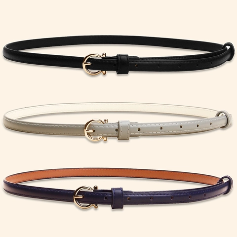 Cintura Sottile da Donna in Pelle PU Retro Minimalista Fibbia ad Ardiglione in Lega a Ferro di Cavallo per Vestiti Jeans