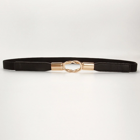 Damen Elastische Dünne Taille Gürtel Mode Verriegelung Doppel Ring Legierung Schnalle Dehnbar PU Leder Gürtel Für Kleider Einfache Dekorative Riemen