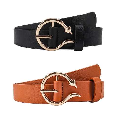 Cintura da Donna in Similpelle Con Fibbia a Volpe Cintura Decorativa per Jeans Casual Semplice Accessori Moda Pendolare