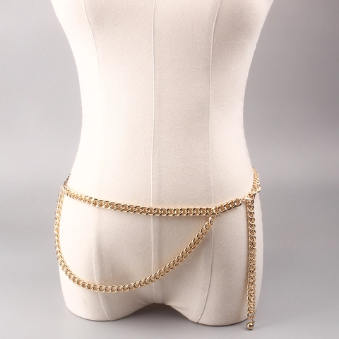 Catena della Vita in Metallo Stile Punk da Donna Catena di Pancia Placcata in Oro Multistrato Cintura da Abito Svuotata Accessori per Gioielli del Corpo